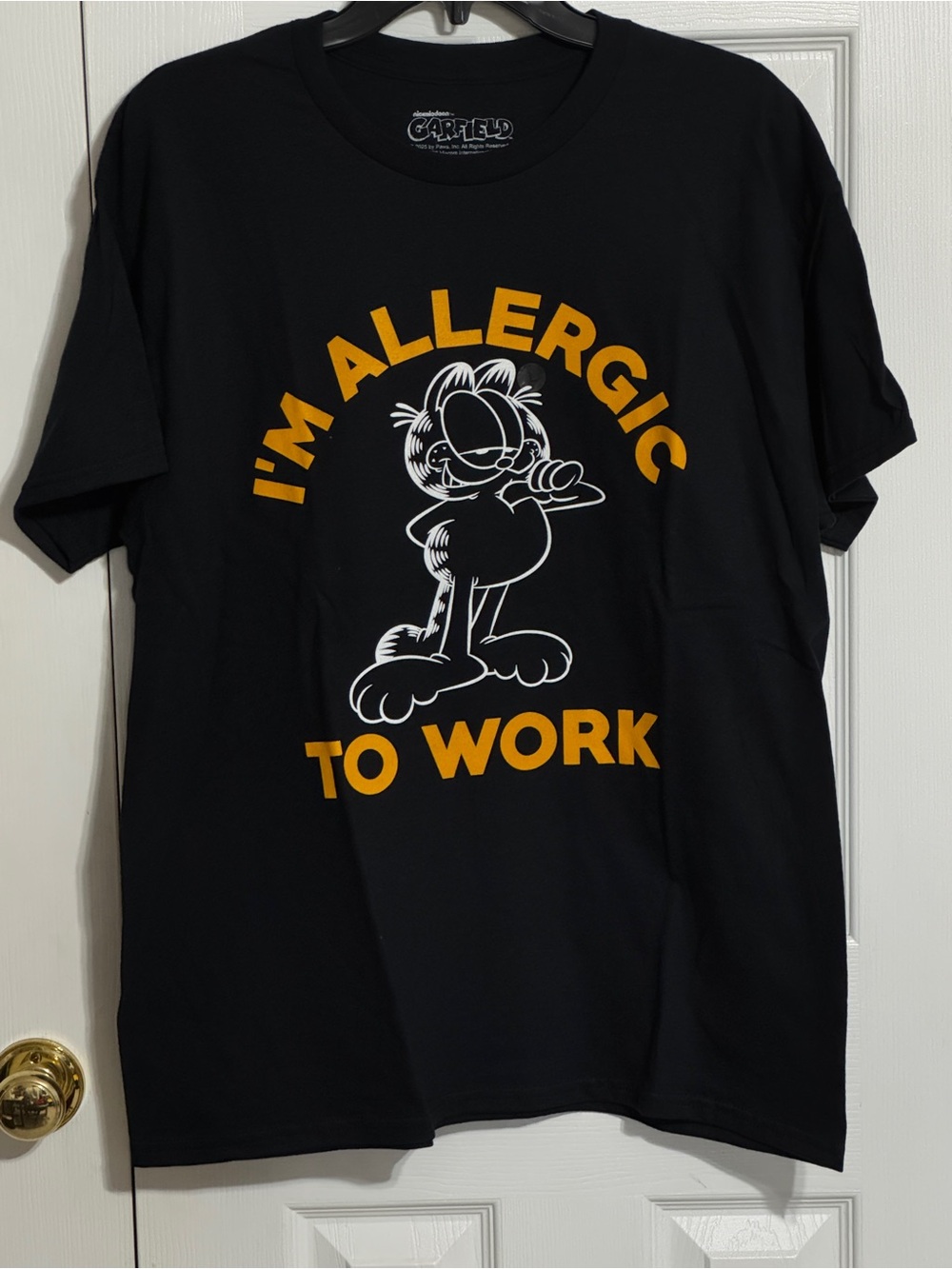 Hybrid Apparel Black Tee with White Garfield Print